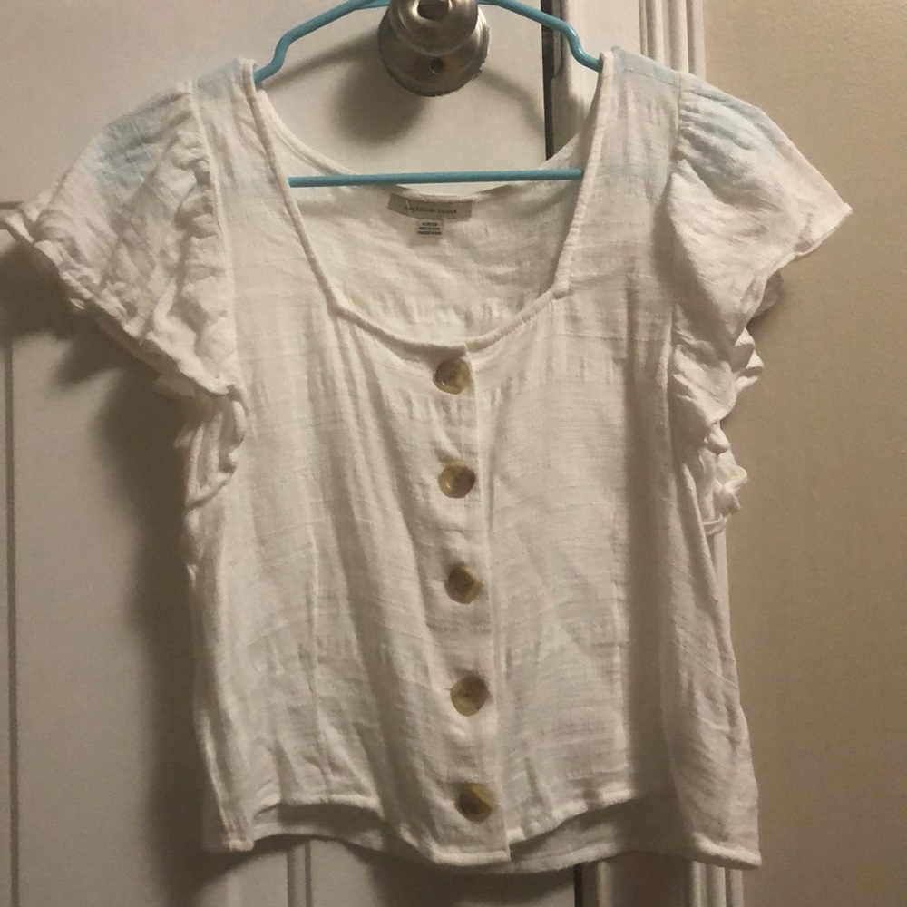 American Eagle white ruffle top